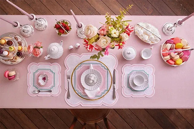 Boston Napkin - White x Light Pink