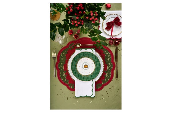 Willow Linen Placemat - Bordeaux x Dark Green