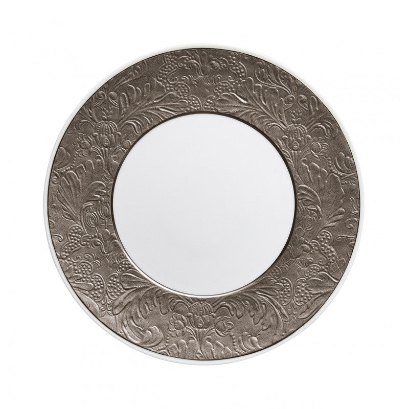 Italian Renaissance - Platinum - Flat plate with engraved rim 27cm