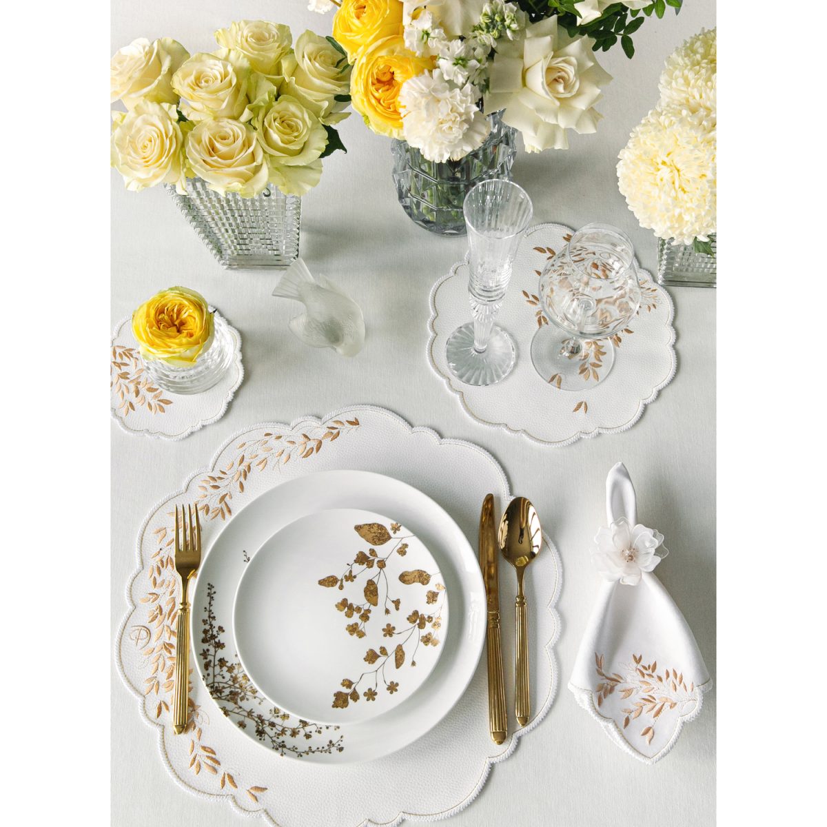 Jardin Majorelle Placemat Faux Leather - White x Gold
