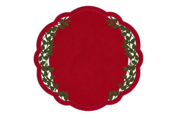 Willow Linen Placemat - Bordeaux x Dark Green