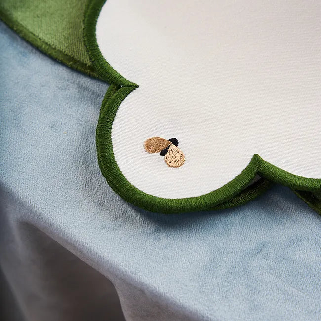 Golden Bees Napkin - White x Green