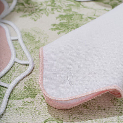 Boston Napkin - White x Light Pink