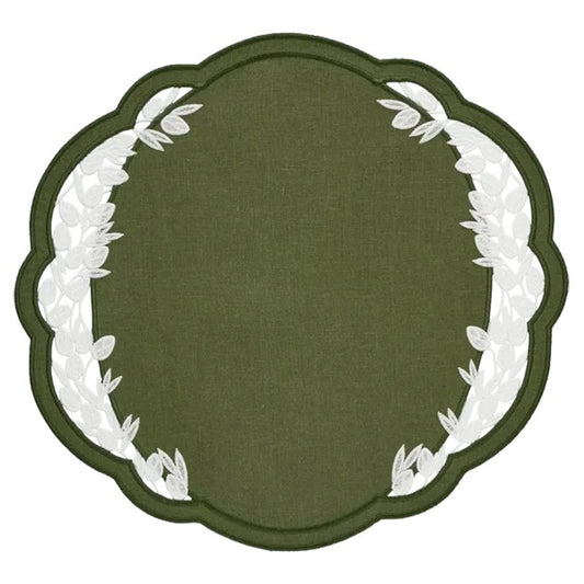Willow Linen Placemat - Dark green