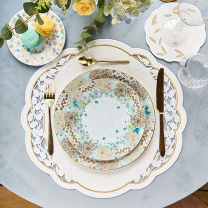 Willow Faux Leather Placemat - White x Gold