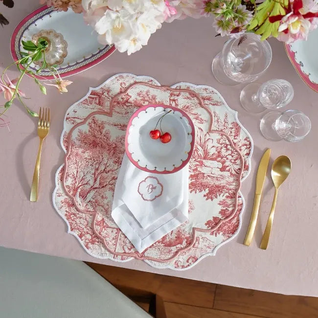 Fountain de Jouy Placemat - Dark Pink
