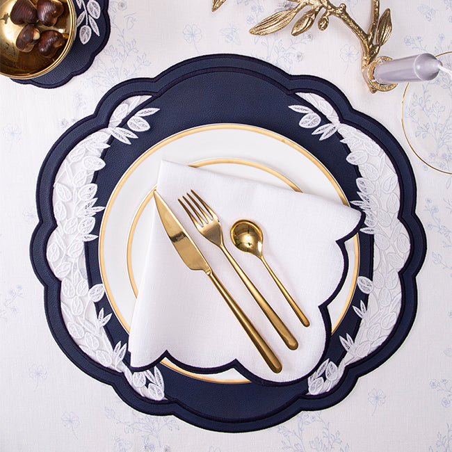 Willow Faux Leather Placemat - Dark Blue