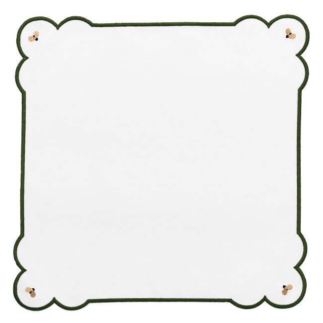Golden Bees Napkin - White x Green