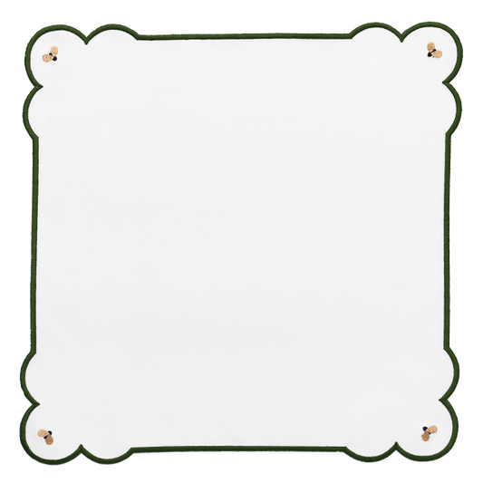 Golden Bees Napkin - White x Green