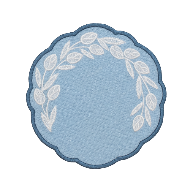 Willow Linen Coaster - Blue