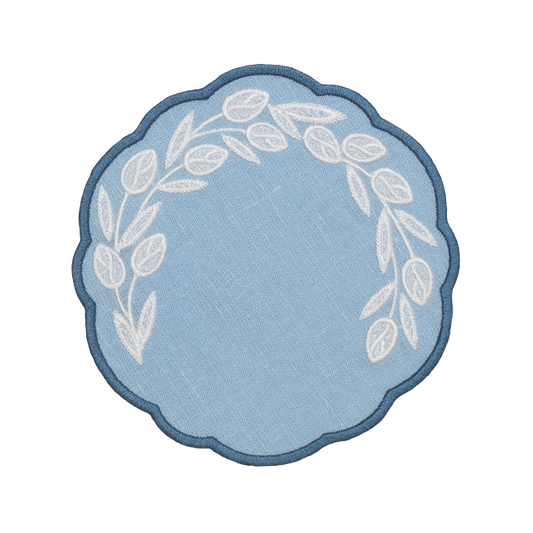Willow Linen Coaster - Blue