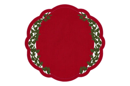 Willow Linen Placemat - Bordeaux x Dark Green