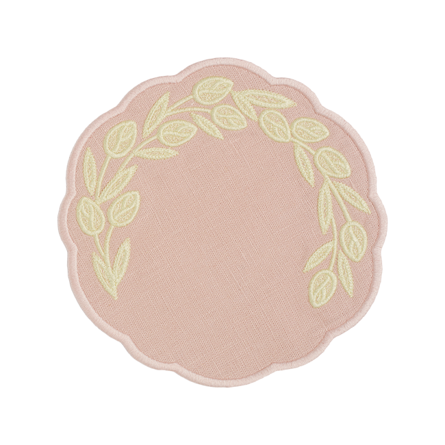 Willow Linen Coaster - Light Pink