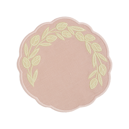 Willow Linen Coaster - Light Pink