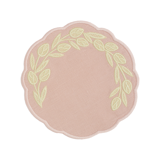 Willow Linen Coaster - Light Pink